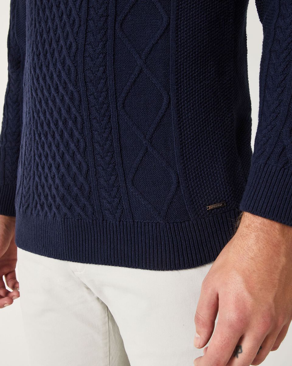Mens Navy Cable Knit Jumper